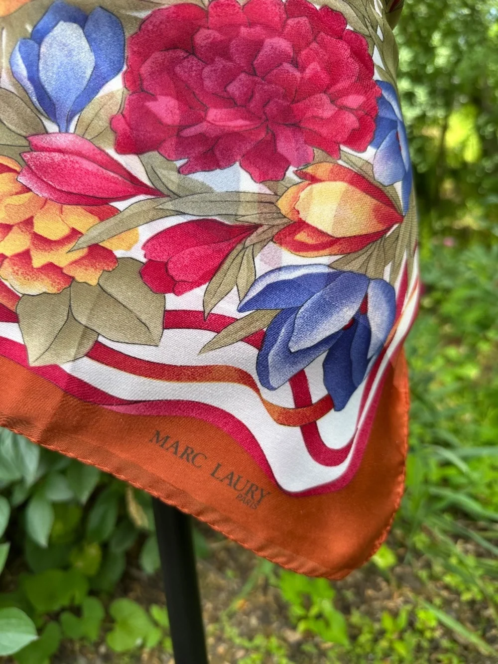 Scarf, Vintage Marc Laury Floral and Ribbons Pattern